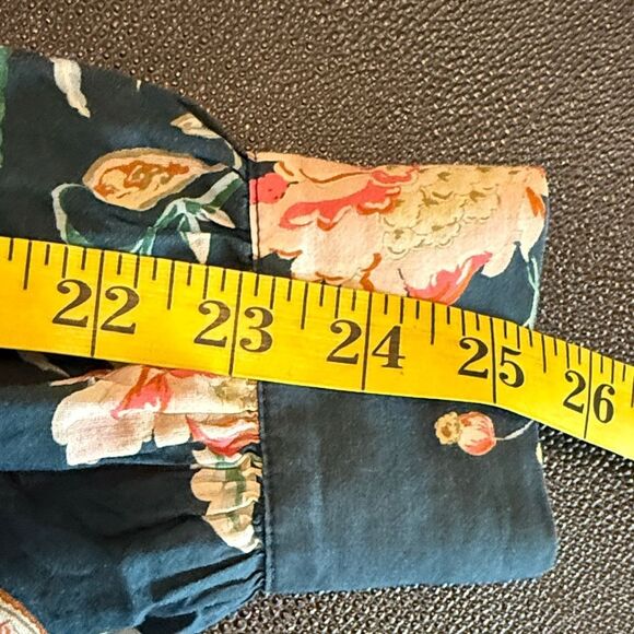 Sezane Chemise Chlo Dark Green Floral Blouse size 42/10 - Picture 10 of 12